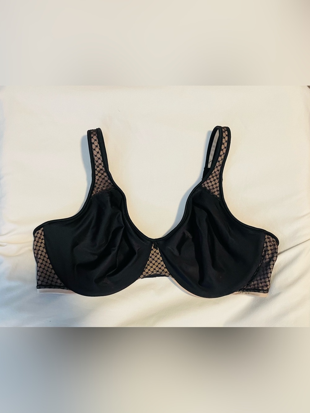 *EUC* BALI Underwire Bra #3385 - Size 38D - Unpadded Cups - Black over Beige